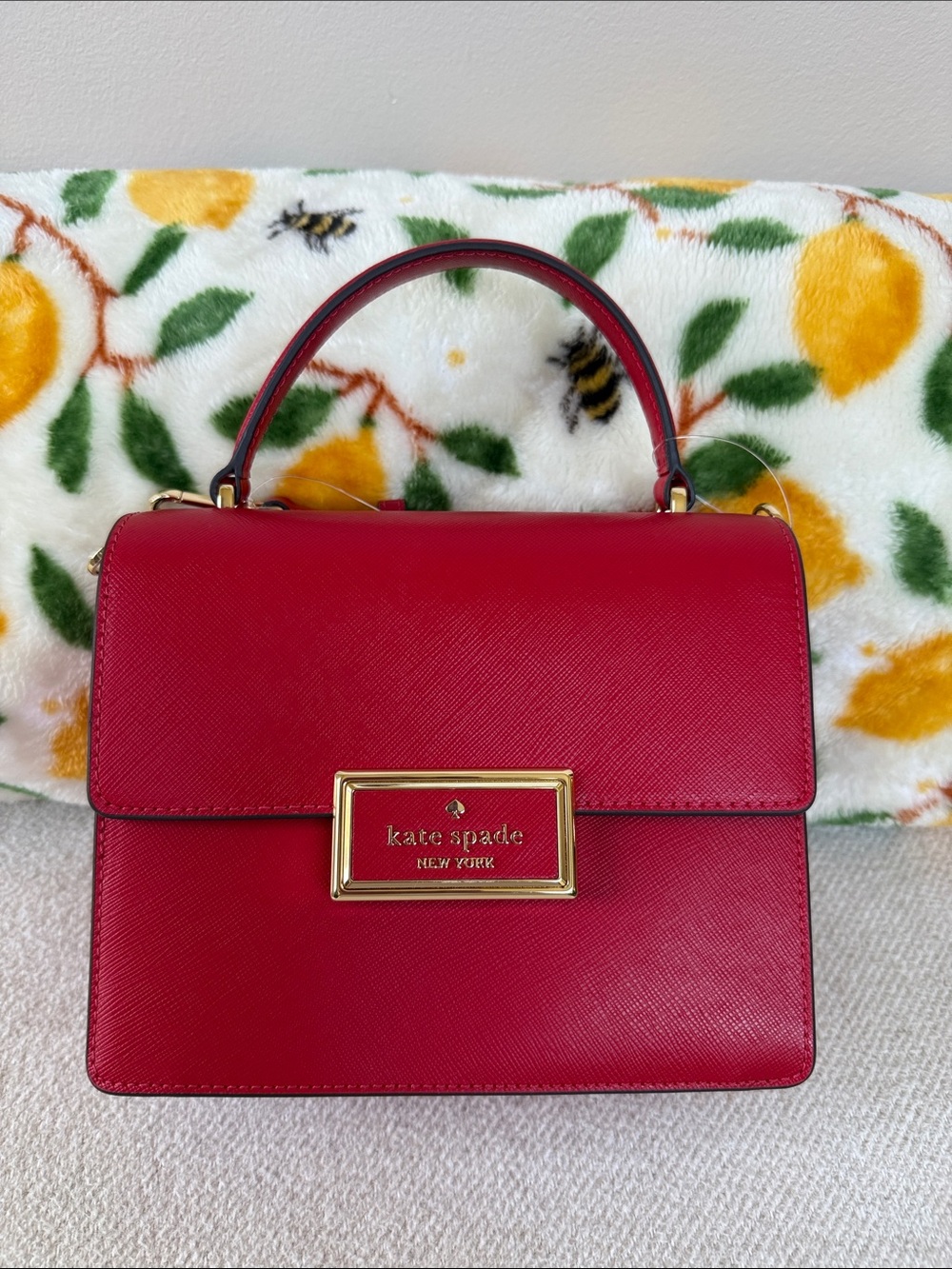 Kate Spade Red Leather Reegan Top-Handle Crossbody with Gold tone hardware